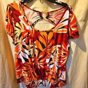 Womens bright floral print top/blouse